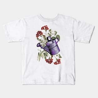 Floral with Watering Can Kids T-Shirt